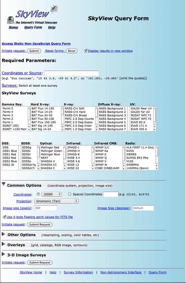 A sample query form